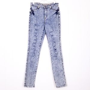 Elite Jeans acid wash slashed distressed stretch jeggings destroyed skinny jeans